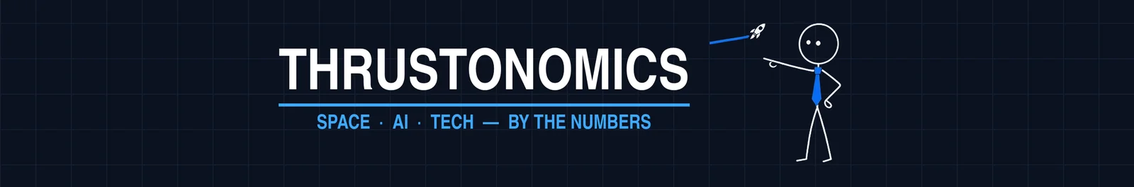 Thrustonomics banner: Space, AI, Tech, by the numbers